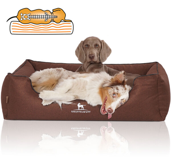 Knuffelwuff Orthopädisches Hundebett Wippo aus Velours mit Handwebcharakter XXL 120 x 85cm Braun