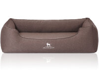 Knuffelwuff Orthopädisches Hundebett Leano aus Velours mit Handwebcharakter M-L 85 x 63cm Braun