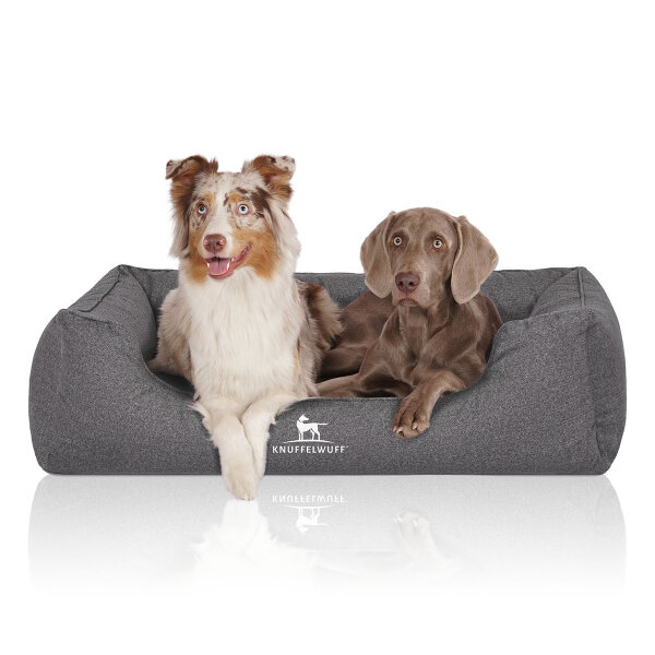 Knuffelwuff Orthopädisches Wasserabweisendes Hundebett Malou aus Velours mit Handwebcharakter XXL 120 x 85cm Grau