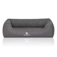 Knuffelwuff Orthopädisches Wasserabweisendes Hundebett Malou aus Velours mit Handwebcharakter XXL 120 x 85cm Grau