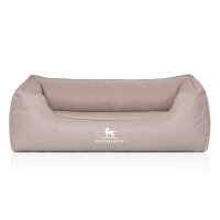 Knuffelwuff Orthopädisches Hundebett Luisa aus Velours mit feinem Handwebcharakter Sunshine Edition