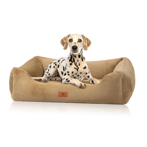 Knuffelwuff orthopädisches Hundebett mit kuschelig weichem Kaninchen Fellimitat Schnuffelupagus