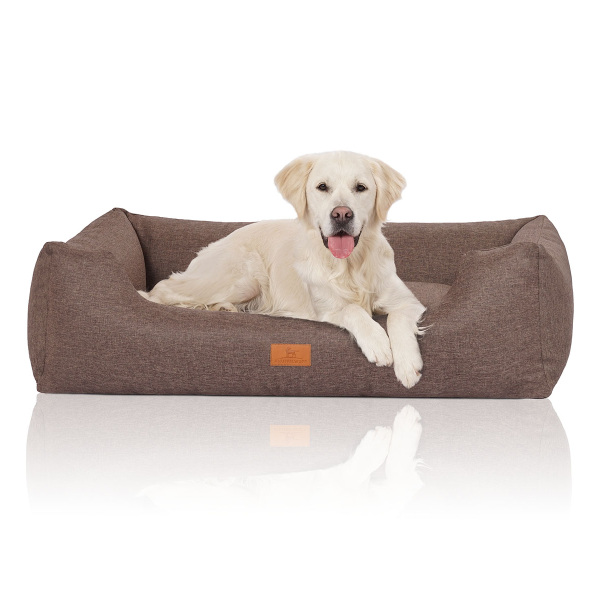 Knuffelwuff Hundebett Lotte aus Velours mit feinem Handwebcharakter XXL 120 x 85cm Graubraun