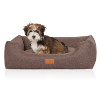 Knuffelwuff Hundebett Lotte aus Velours mit feinem Handwebcharakter M-L 85 x 63cm Graubraun