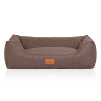 Knuffelwuff Hundebett Lotte aus Velours mit feinem Handwebcharakter M-L 85 x 63cm Graubraun