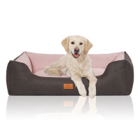 Knuffelwuff Hundebett Luke aus Velours mit feinem Handwebcharakter XXL 120 x 85cm Schwarz-Rosa