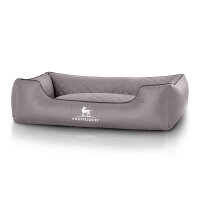 Knuffelwuff Hundebett Milan aus laser-gestepptem Kunstleder Übergröße XXXL 155 x 105cm Grau