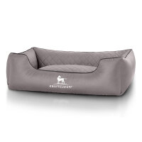 Knuffelwuff Hundebett Milan aus laser-gestepptem Kunstleder M-L 85 x 63cm Grau