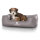 Knuffelwuff Hundebett Milan aus laser-gestepptem Kunstleder M-L 85 x 63cm Grau