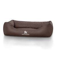 Knuffelwuff Hundebett Milan aus laser-gestepptem Kunstleder Übergröße XXXL 155 x 105cm Braun