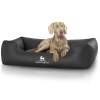 Knuffelwuff Hundebett Milan aus laser-gestepptem Kunstleder XL 105 x 75cm Schwarz