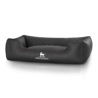 Knuffelwuff Hundebett Milan aus laser-gestepptem Kunstleder XL 105 x 75cm Schwarz