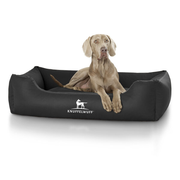 Knuffelwuff Kunstleder Hundebett Sidney Übergröße XXXL 155cm x 105cm Schwarz