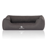 Knuffelwuff Orthopädisches Wasserabweisendes Hundebett Leon aus Velours mit Handwebcharakter Übergröße XXXL 155 x 105cm Anthrazit