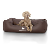 Knuffelwuff Orthopädisches Hundebett Madison aus laser-gestepptem Kunstleder XL 105 x 75cm Braun