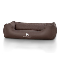 Knuffelwuff Orthopädisches Hundebett Madison aus laser-gestepptem Kunstleder XL 105 x 75cm Braun