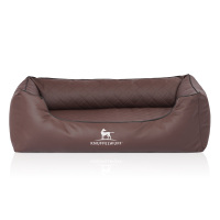 Knuffelwuff Orthopädisches Hundebett Madison aus laser-gestepptem Kunstleder M-L 85 x 63cm Braun