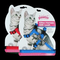 Pawise Kitten Harness With Leash Red/Blue