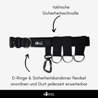 Gassigürtel Deep Black - verstellbar mit taktischer Schnalle - ultraleicht