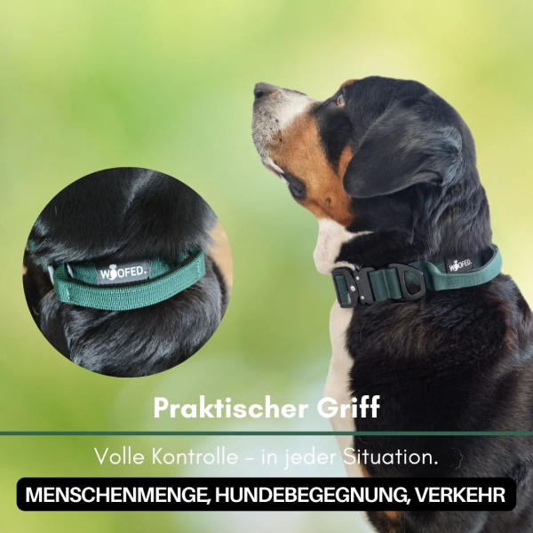 taktisches Nylon Halsband mit Griff Dark Green - ultraleicht