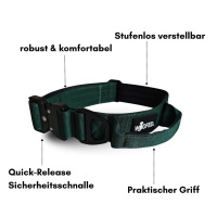 taktisches Nylon Halsband mit Griff Dark Green - ultraleicht