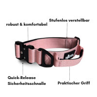 taktisches Nylon Halsband mit Griff Dusty Rose - ultraleicht