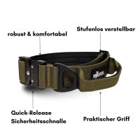 taktisches Nylon Halsband mit Griff Military Olive - ultraleicht