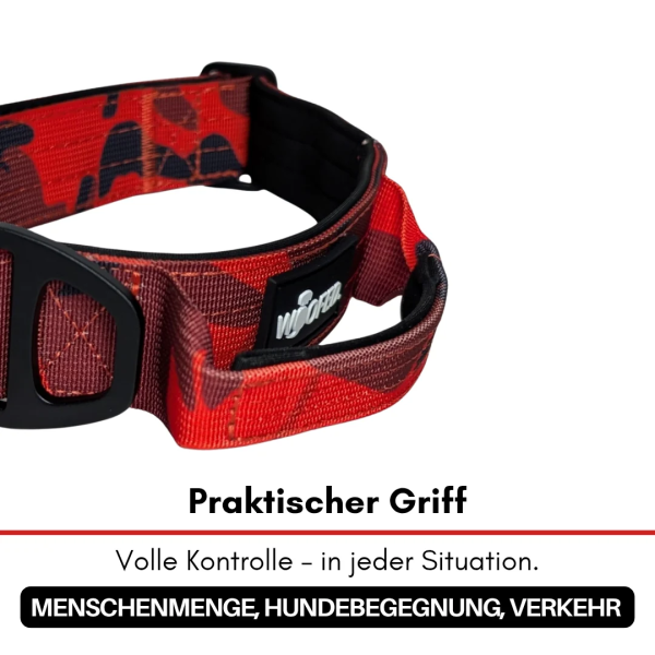 taktisches Nylon Halsband Red Camo - ultraleicht