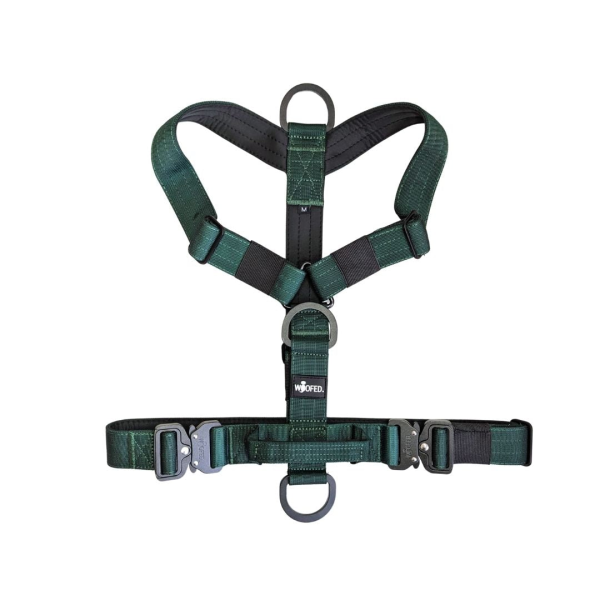 Y-Hundegeschirr 4fach-verstellbar mit Griff und Sicherheitsschnallen Dark Green - ultraleicht