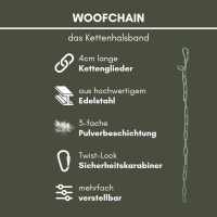 Woofchain Kettenhalsband aus Edelstahl Olive