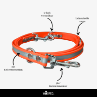 Biothane Reflective Führleine verstellbar - 2m / Gun
