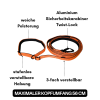 Nylon Retrieverleine verstellbar Safety Orange